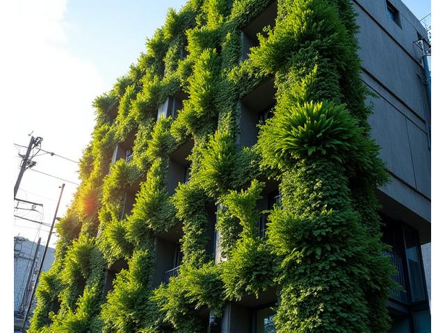 東京の建物ファサードの美しい垂直庭園