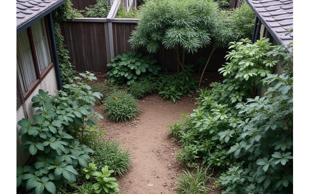 改造前の雑草が生い茂る自宅の庭
