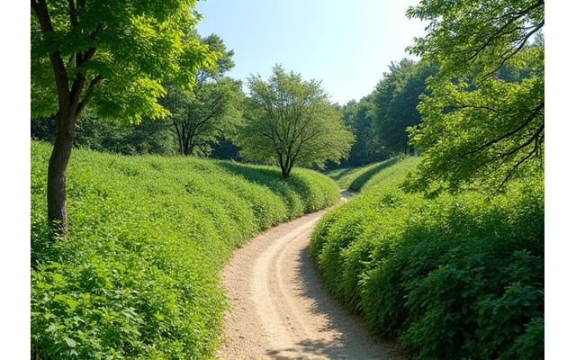 生態学的に安定化され、美しく緑化された公園の斜面