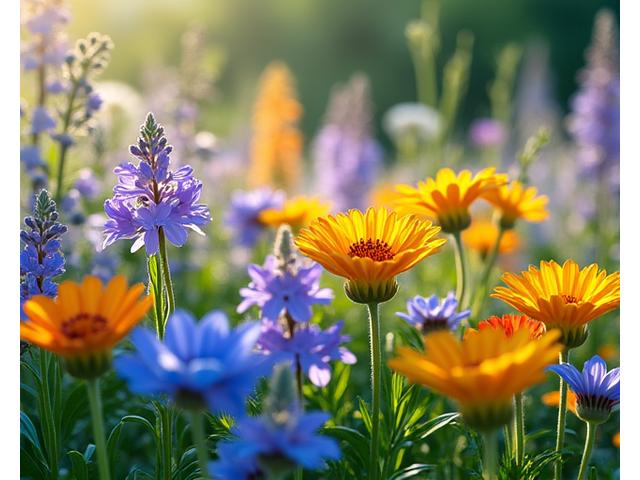 A collection of colorful native Japanese perennial flowers and grasses, attracting pollinators and blooming across seasons.