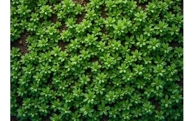 Lush groundcover plants forming a dense green carpet over a gentle slope, illustrating effective surface erosion prevention.